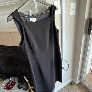 TALBOTS Women's Size 12  midi lined Black Embellished
Rhinestones Dress EUC